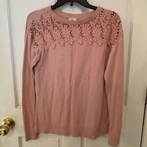 St. John's Bay Pink Floral Lace Women's Blouse